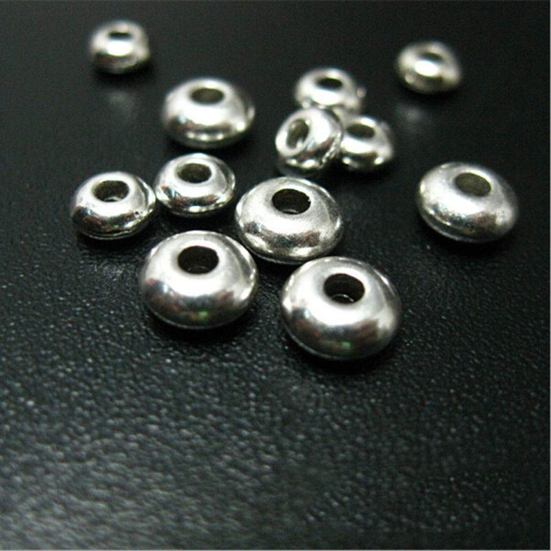 Wixine 200Pcs Round Silver Stainless Steel Spacer Beads DIY Jewelry Findings - Image 3